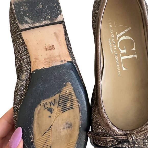 AGL Brown Black Metallic Captoe Ballet Ballerina Flats Size 36.5 - Picture 7 of 8